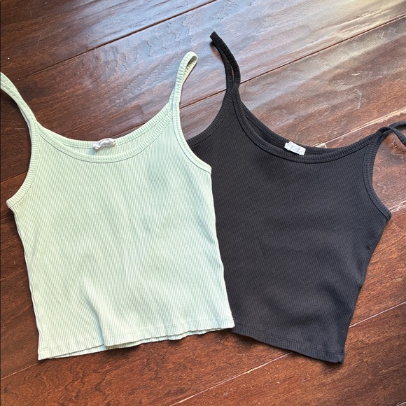 Cotton On Tops - Cotton On Black and Green Ribbed Tank Top
